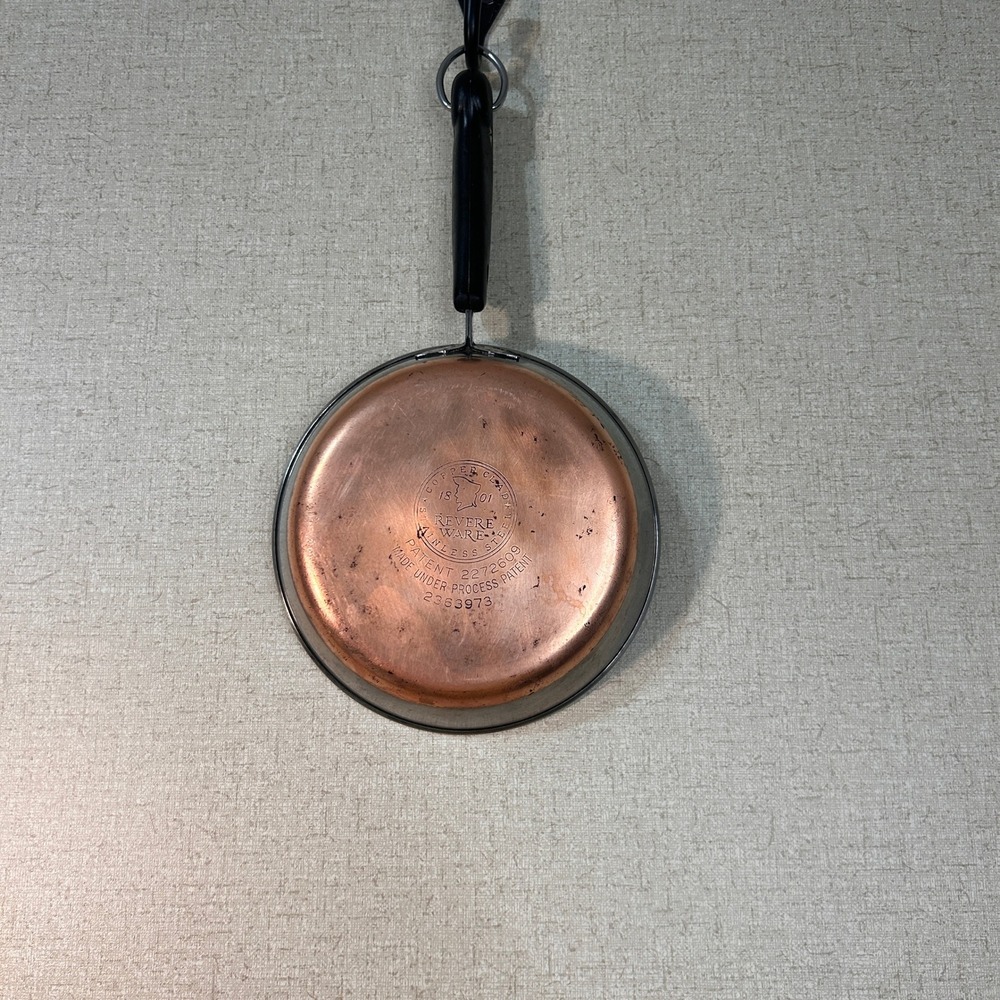 Vintage Revere Ware 6" Copper Bottom Skillet Pan Pre 1968 1801 Medallion